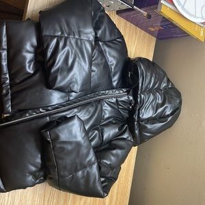 LEATHER PUFFER JACKET (streetwear society) NWOT